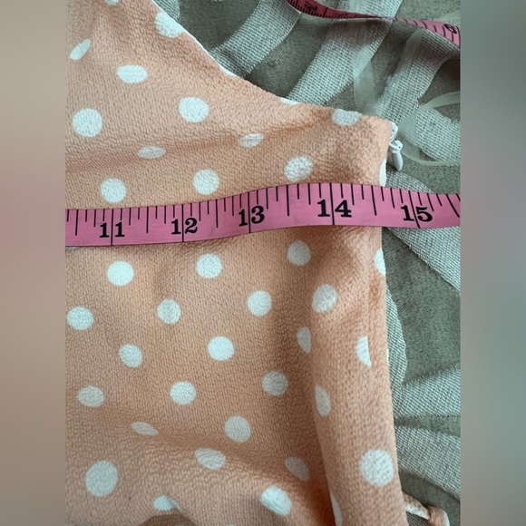 Sage The Label Diamonds & Pearls Overall Jumpsuit Blush Pink Polka Dot Wide Leg - Picture 15 of 15